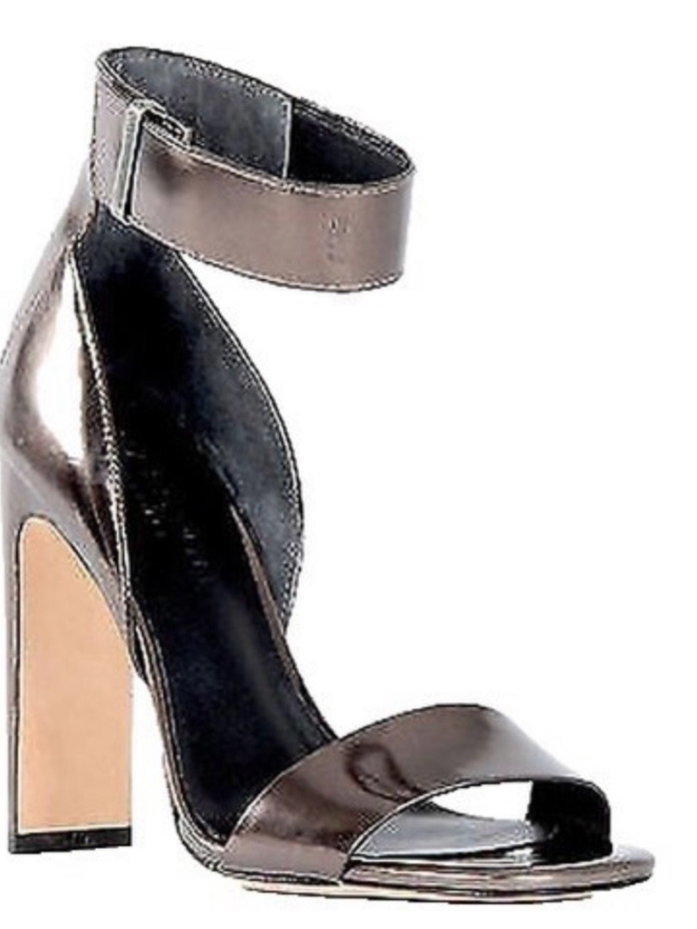Halston Heritage Metallic Brown Ankle-Strap Block Heel Sandals